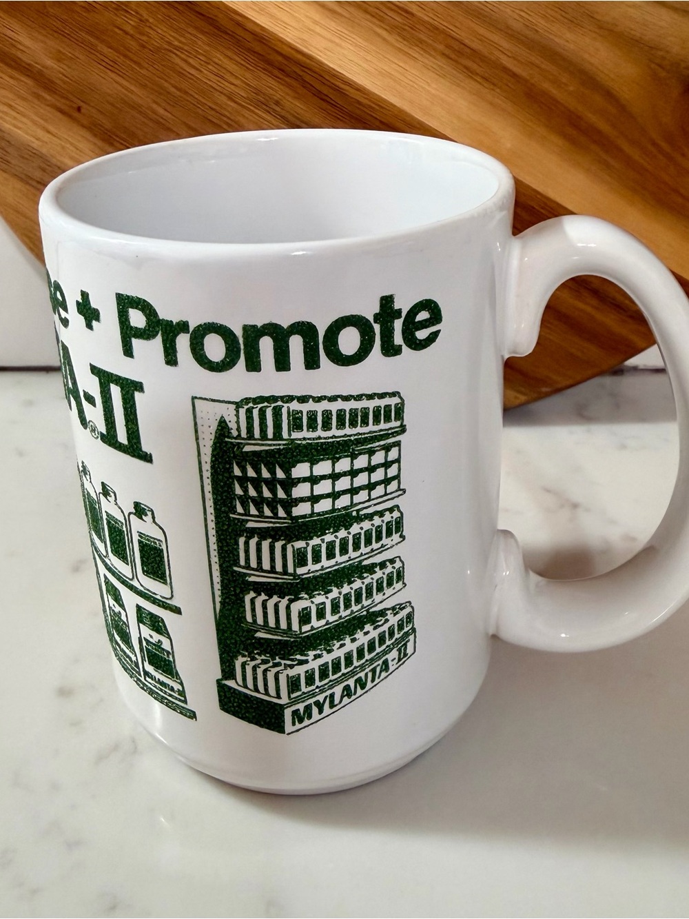 Vintage Pharmaceutical Mylanta-II Promotional White and Green Ceramic Mug - Picture 3 of 7